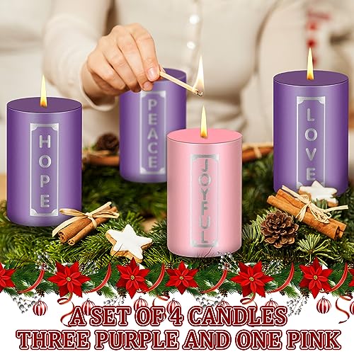 4 Pcs Advent Candles with Words Pillar Christmas Advent Candle 2 x 3 Inch - size: 2 x 3'', style: Cylinder