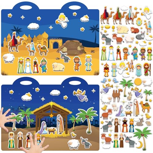 Christmas Nativity 3D Puffy Sticker Activity Book 100 Reusable Stickers Kids Activities Religious Scene Sticker Book Xmas Holy Night Removable Stickers for Toddlers Ages 4+ Gifts Toys Supplies Favor - style: Christmas Nativity