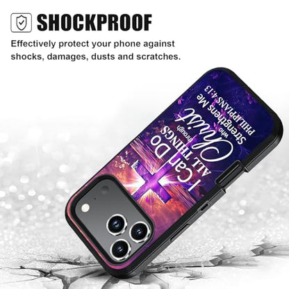 Case for iPhone 18 Pro Max / 17 Pro Max, Cross Philippians 4-13 - color: Cross Quote Bible Verses Philippians 4-13, size: iPhone 18 Pro Max / 17 Pro Max