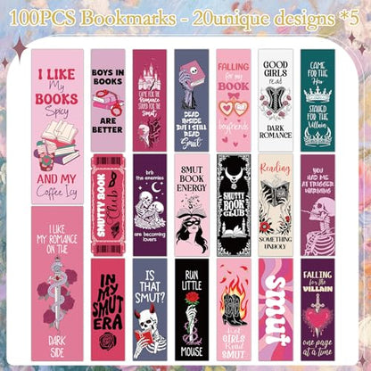 Wxiben Spicy Romance Bookmarks Gifts - 100 Pcs Romantic Bookmark Paper Skull RoseBook Marks Page Clips Reading Accessories for Women Men Book Lovers Students Teachers Bookish Office Supplies - color: Spicy Romance
