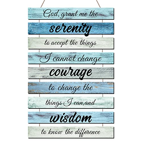 Blulu Serenity Prayer Wood Hanging Wall Sign Religious Home, Prayer