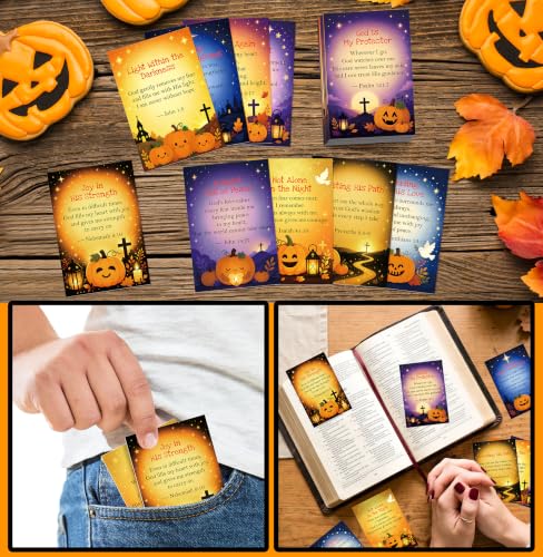 100 Pcs Halloween Scripture Cards, Gospel Tracts Pocket Prayer Cards Bulk - style: Halloween