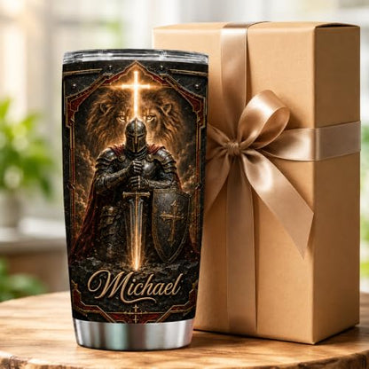 Personalized Christian Gifts For Men - Faith Warrior Christ Man Of God Tumbler V12 - A Child Of God Religious Bible For Dad, Husband, Grandpa on Fathers Day, Christmas, Birthday - color: CH-VAR-12