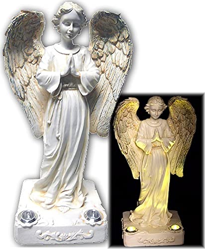 Praying Angel Solar Powered Yellow LED Outdoor Decor Garden Light
