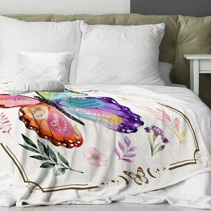 Christian Gifts for Women, Religious Blanket with Butterfly