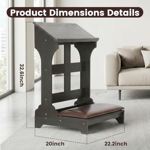 Prayer Kneeler Bench Wooden Prayer Bench for Kneeler Prayer Wooden Church Prayer Chair Prayer Bench Stool Padded Kneeler Prayer Table at Home with Cushion Pad