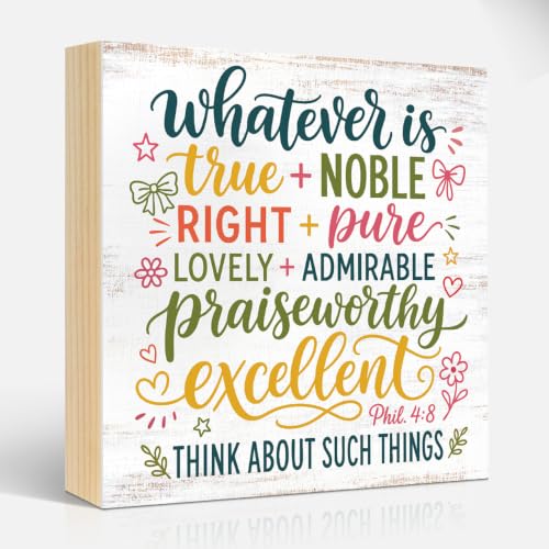 Whatever Is True Noble Right Pure Christian Wooden Box Sign Gifts - color: Rainbow