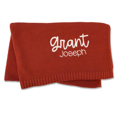 Personalized Baby Blanket with Name, Baby Boy Blankets, 100% Cotton, Custom Name Blanket, Personalized Blankets, Customizable Blanket, (Burnt Orange) - color: Burnt Orange