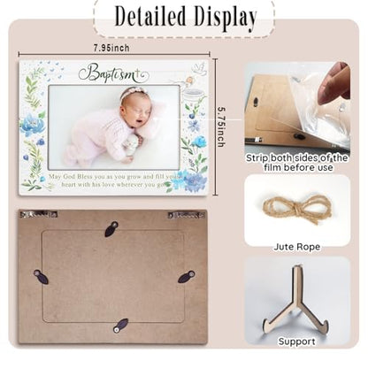 Baptism Gifts for Girl, Baptism Gifts for Boys, Baby Baptism Gift, Baptism Picture Frame, Baptism Gift for Godchild From Godparents-May God Bless You Wherever You Go, 4x6Inch Photo (Green) - color: Green