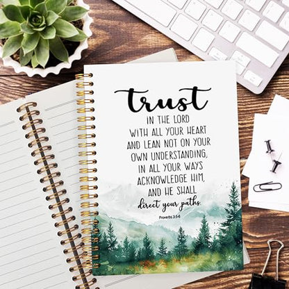 Christian Notebook Journal, Proverbs 3:5-6 Christian Notebooks for Note Taking, Trust in the Lord with All Your Heart Bible Prayer Journal for Women Men, Spiral Notebook 5.5x8.3 Inch - color: trust