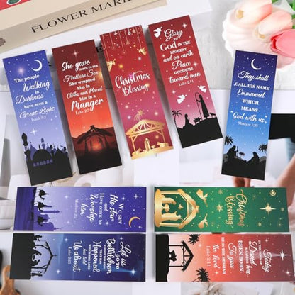 Christmas Nativity Bookmarks Gifts - 200 Pcs Christian Scripture Bookmarks Religious Jesus Nativity Book Mark Page Marker Clip for Women Men Xmas Sunday School Church Bible Study - color: Christmas Nativity