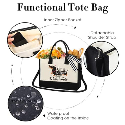 Dachshund Gifts for Women - Reusable Tote Bag Cute Grocery Handbag - style: Dachshund