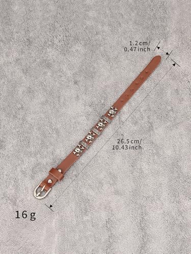 Jeilwiy Punk Rock Gothic Black Rivet Leather Spiked Necklace Collar Neckband Leather Choker Necklace for Women Mom Gifts Adjustable - color: HGB153-Brown