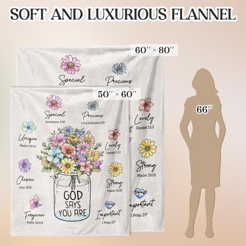 Christian Religious Gifts for Women, Christian Birthday Blanket with Flower - color: White, size: 80"x60"