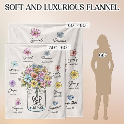 Christian Religious Gifts for Women, Christian Birthday Blanket with Flower - color: White, size: 80"x60"