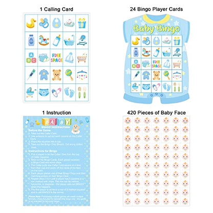 Baby Shower Bingo Cards - 24 Guests Blue Newborn Bingo for Baby Shower Party Supplies - color: Baby Bingo
