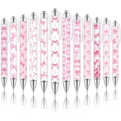 Dispowreath 12 Pcs Pink Bow Coquette Ballpoint Pens Black Ink Stationery - style: Pink Bow