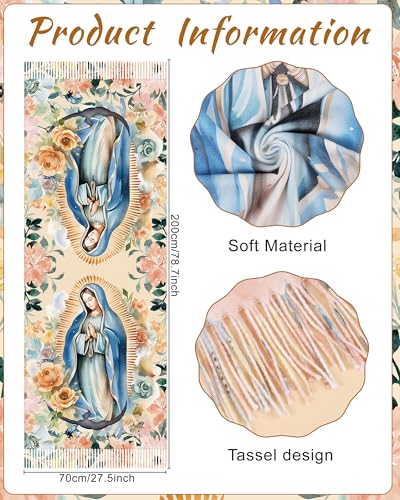 Virgen De Guadalupe Shawls for Women, Virgin Mary Blanket Scarf, Soft Scarf Wrap Prayer Shawl Catholic Gifts - color: Virgen De Guadalupe 282（with Gift Box）