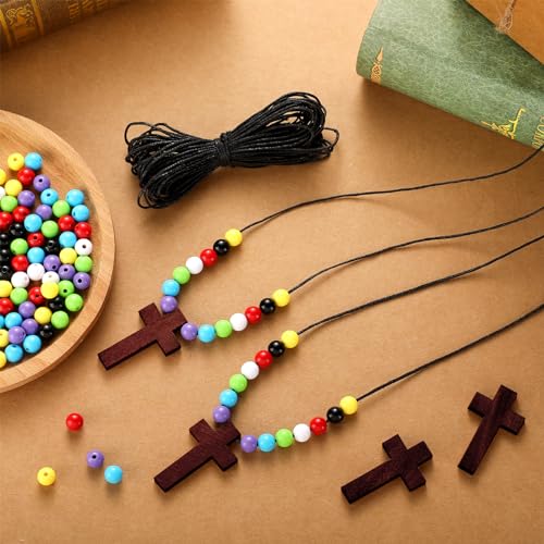 Kathfly 261 Pcs Wood Cross Necklace, Sunday School Crafts for Kids, Camel - color: Camel