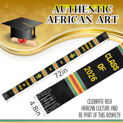 Geyoga Graduation Stole Kente Stole Black Authentic African Art 72" x 4.8" for Adult College Unisex Grads Celebrate - style: Black Lawyers Matter