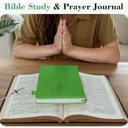 Bible Study Journal Scripture Notebook - Christian Note Taking Kit with Guided Prompts - Inspirational Religious Gifts - Faith Based Stationery Supplies for Church Notes (Light Green) - color: Light Green