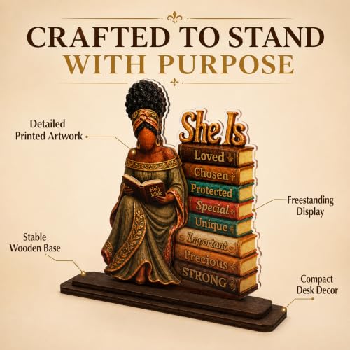 Christian Gifts for Women, African American Black Woman Wood Acrylic Plaque - color: kat-k- Plaque -she is 1