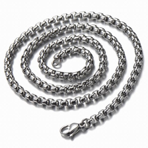 COOLSTEELANDBEYOND Mens Womens EXTRA LARGE Steel Cross Pendant Necklace with Cubic Zirconia and Wheat Chain - color: A-Metal Color: Silver