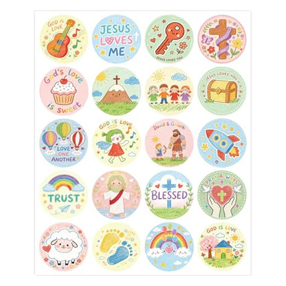 200PCS Christian Stickers for Kids,1.6 Inch Drawing Style Jesus Faith Love Labels for Sunday School Crafts Scrapbooking Party Favors Envelope Seals
