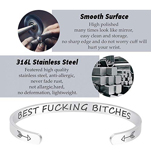 Fesciory Inspirational Bracelets for Women, Stainless Steel Cuff Bangle - color: Silver-26