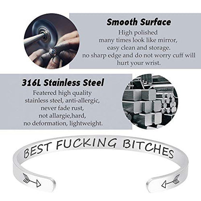 Fesciory Inspirational Bracelets for Women, Stainless Steel Cuff Bangle - color: Silver-26
