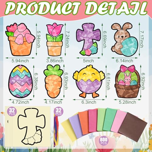 Eersida 32 Sets Easter Suncatcher Craft Kit, Easter Window Art Crafts DIY - style: Easter C