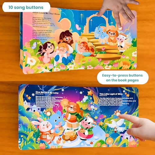 GO GO Jesus Loves Me Sound Book, 10 Christian Songs, USB-C Rechargeable, Musical Learning Toy for Toddlers 1-3 - color: Jesus Loves Me