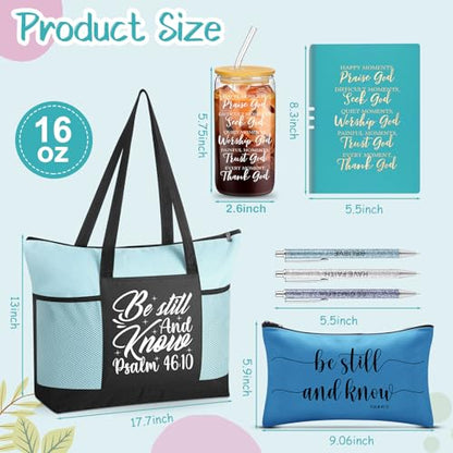 Shinylin 7 Pcs Christian Gift Set for Women Biblical Gifts Women Inspirational Presents Xmas Party Suit - color: Blue