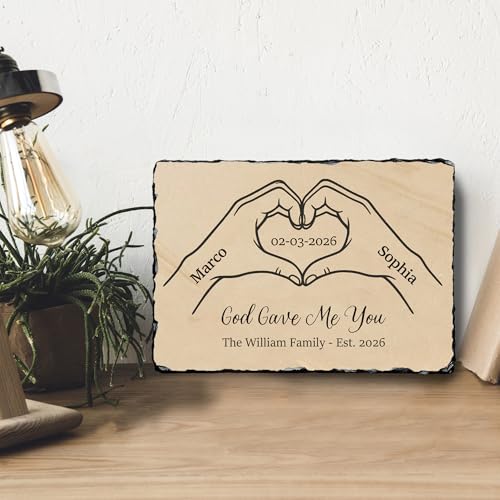 God Gave Me You Anniversary Wedding Gift for Couple - Personalized Slate Stone Plaque with Names & Date - Rustic Christian Wedding or Anniversary Keepsake for Husband Wife Keepsake (S-231) - color: S-231