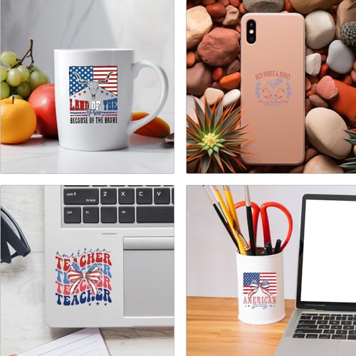 UV DTF Cup Wraps - 20 Sheets Independence Day UV DTF Transfer Stickers for 16 20 oz Glass, 250 th American Waterproof Transfer Sticker Decals for DIY Water Bottle Coffee Mug Decor 4th of July Gifts - style: 4th of July