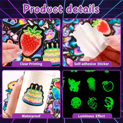 50Pcs Glow in The Dark Neon Water Bottle Stickers for Adults - color: Luminescent-484kscp