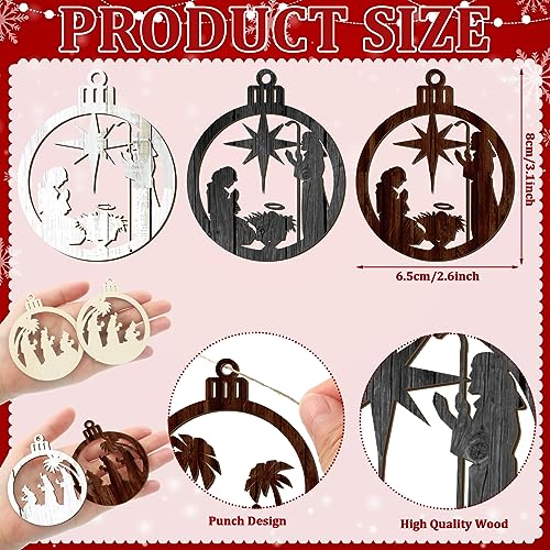 Soaoo 36 Pcs Christmas Nativity Ornaments, Winter Wood Tree Decor, Modern - style: Modern