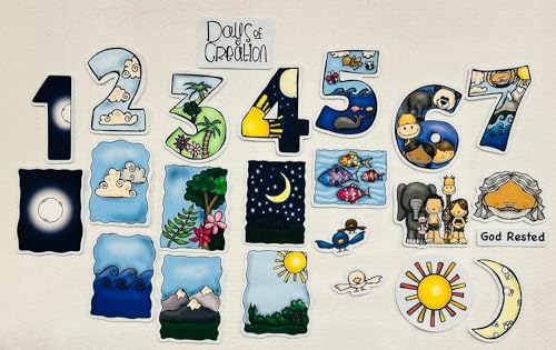Story Time Felts Days of Creation & Garden of Eden Felt Sets Bible Felt/Flannel Board Stories Lesson Guide Activity Pages - size: 2 Medium Sets- 1 Days & 1 Garden of Eden