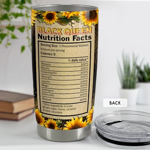 SANDJEST Personalized Black Queen Tumbler Faith Women Bible 20oz 30oz Tumblers with Lid Gift for African American Girl Encouragement Birthday - color: Black Woman 3