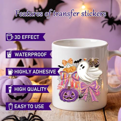 Rngmsi UV DTF Cup Wrap - 30 Sheets Halloween Goose Ghost UV DTF Wraps for 16 oz Glass, Funny Silly Pumpkin UVDTF Stickers, Rub on Transfer Decals for Drinking Cups DIY Crafts for Adults - style: Halloween Goose Ghost
