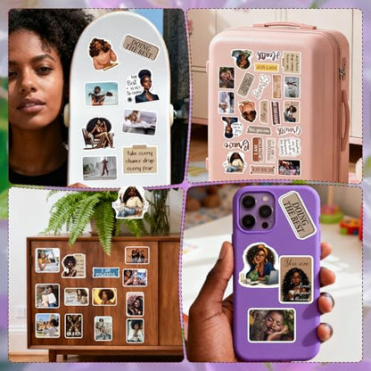 50 Pcs Black Girl Stickers Motivational Affirmation Decals - style: Black Women Brown