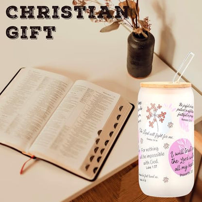 Bible Verse Coffee Mug, 16oz Christian Coffee Tumbler, Daily Affirmations Cup for Women, Religious Gifts for Mom, Sister, Christmas, Birthday, Mother’s Day(Frosted Glass) - color: Bible Verse-4