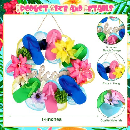 Cinnvoice Beach Slippers Wreath Artificial Front Door Wreath - style: Beach Slippers