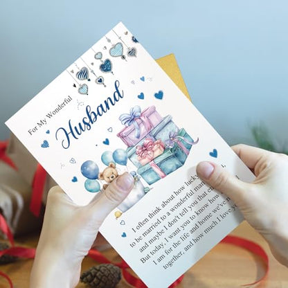Qiliji Happy Birthday Card for Husband, Husband Birthday Cards Gifts from Wife, Romantic Bday Card from Wife - color: Husband Birthday