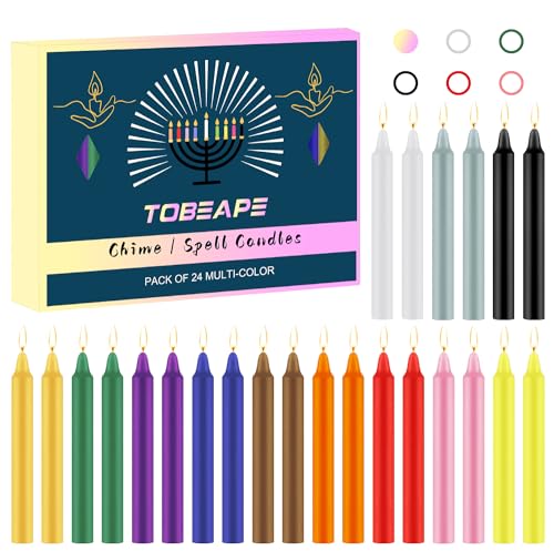 Tobeape 24 Pack Assorted Color Spell Chime Candles, 4" Mini Taper Candles - color: Multicolor, size: 4 inch Taper Candle-24pcs