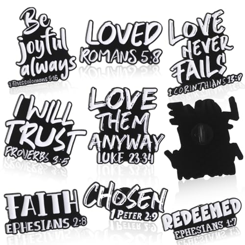 8 Pcs Christian Pins Bible Verse Enamel Pins, 1.6 in Faith Brooches