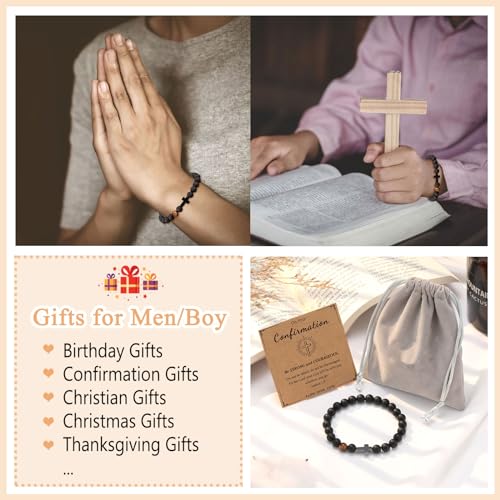 Cross Bracelet, To Mens Boys Christian Gifts for Birthday Christmas - style: Confirmation-7inch