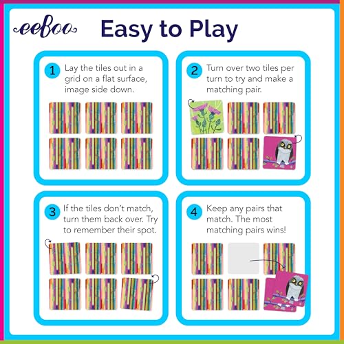 eeBoo Life on Earth Memory & Matching Game, Ages 3+, 1-4 Players - style: Life on Earth