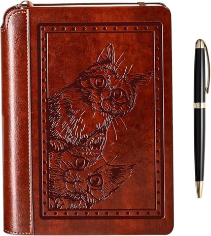 SETTINI® Vegan Leather Journal Gift Set with Pen 192 Pages, Cat - color: Cats