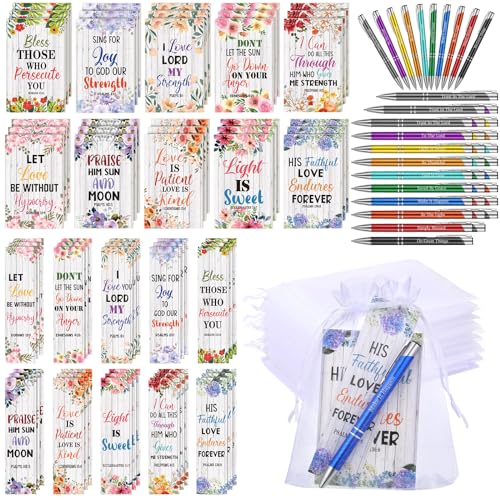 Sinmoe 120 Pcs Bible Christian Scripture Bookmarks Pens Notebooks Bulk